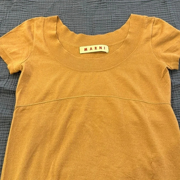 MARNI Women’s 100% Cashmere Short Sleeve Brown light weight Sweater Size 40 - Picture 3 of 10